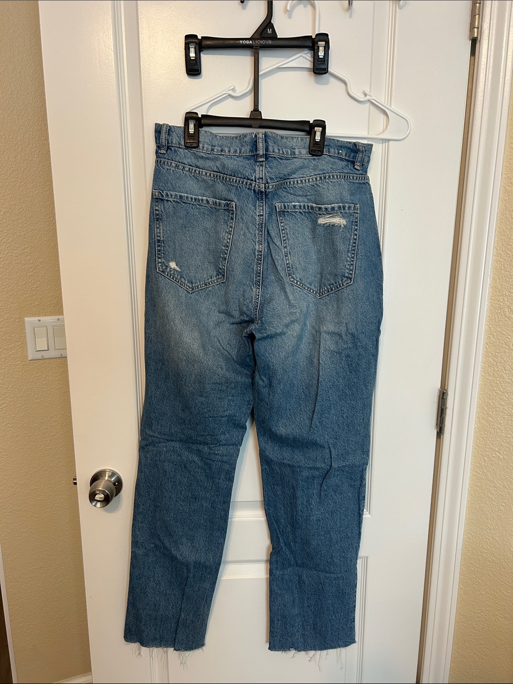 Garage Distressed Blue Straight Leg Jeans - Picture 2 of 3